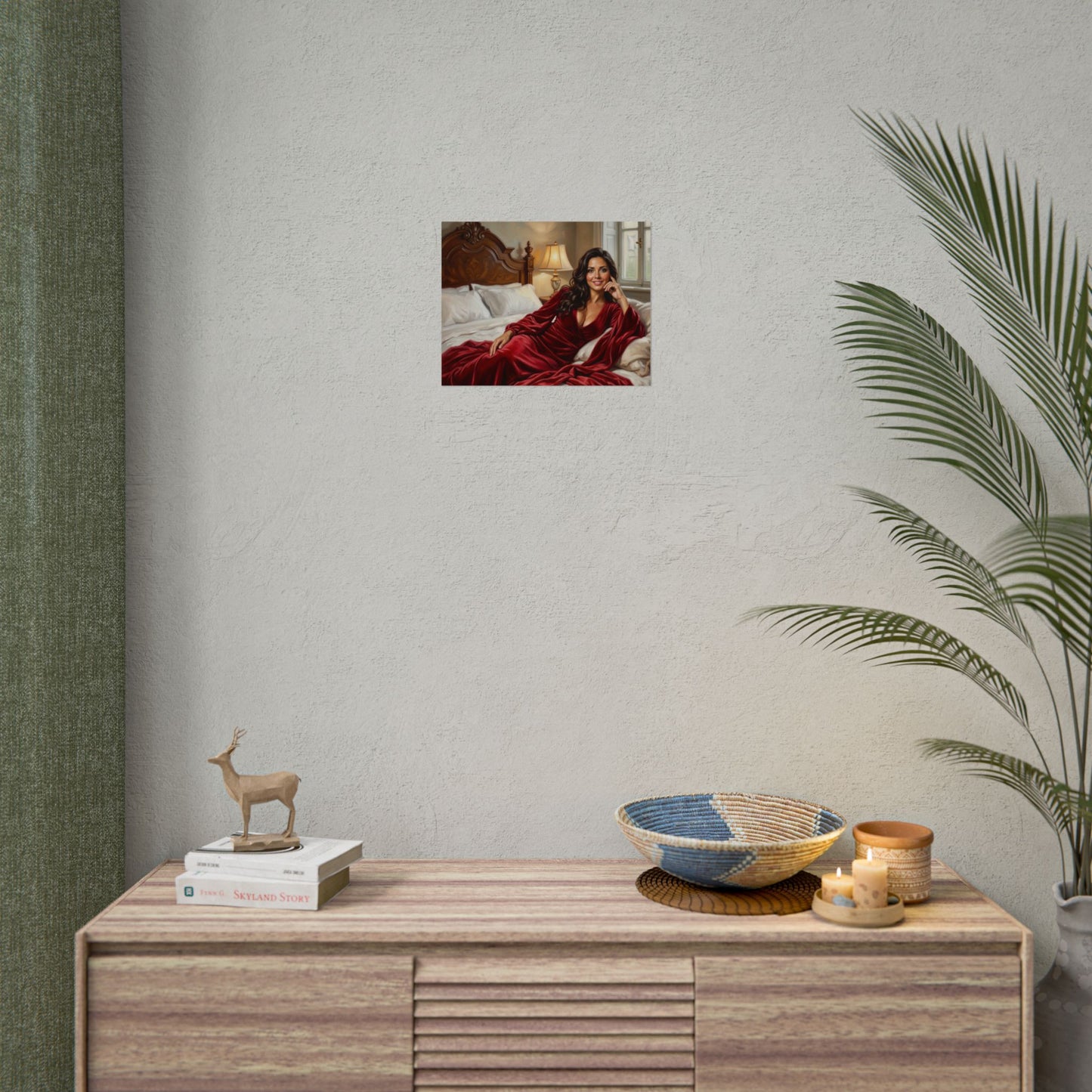 Rolled Poster — Luxurious Portrait of Mia in Red Velvet Robe