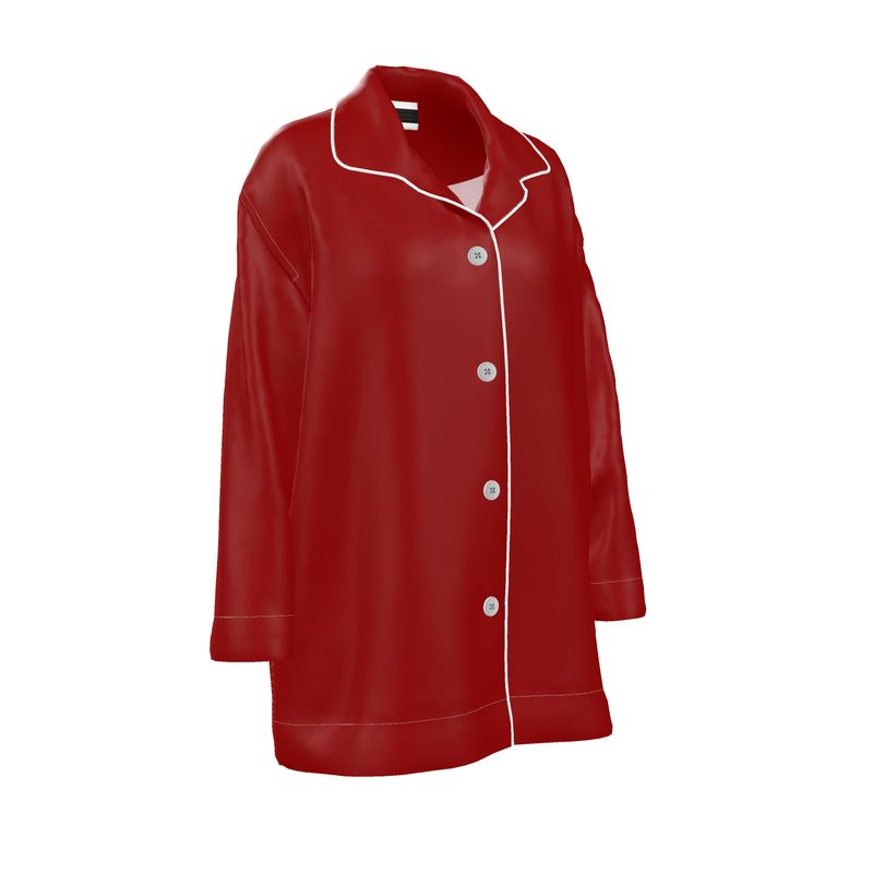 The Solitude Crimson Silk Satin Pyjama Shirt