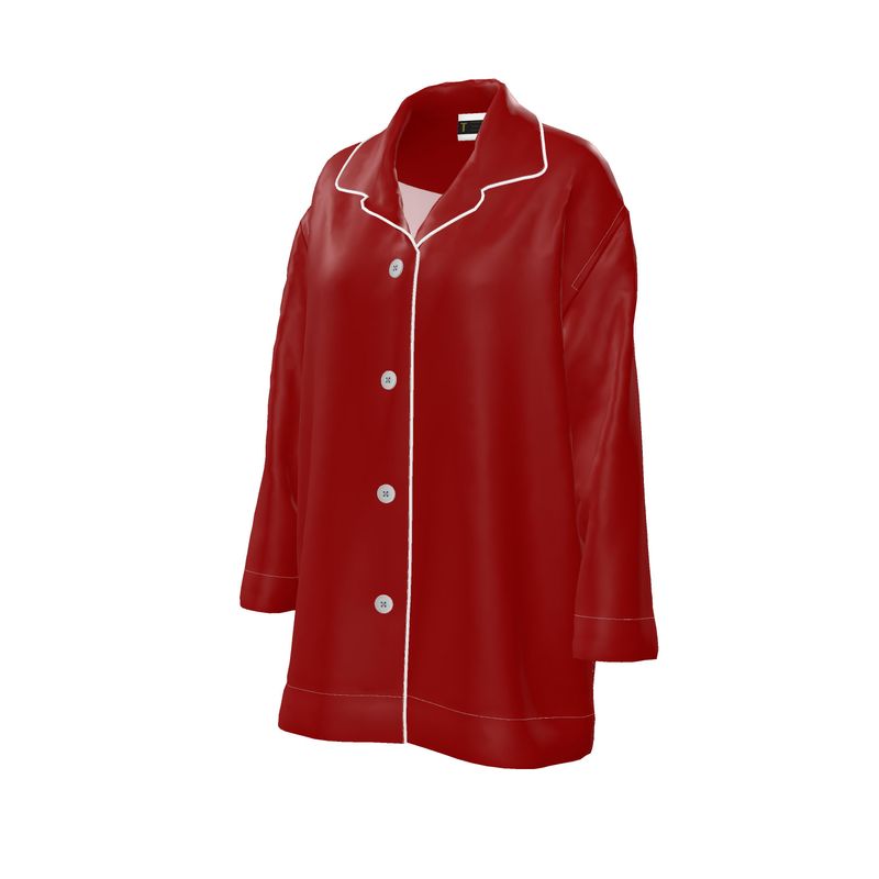 The Solitude Crimson Silk Satin Pyjama Shirt