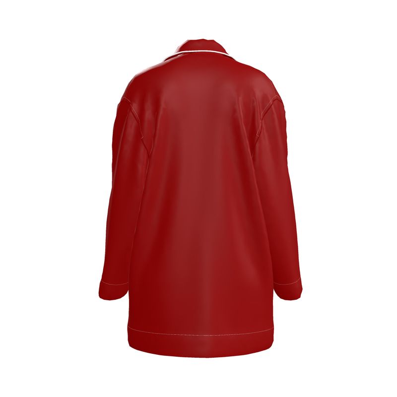 The Solitude Crimson Silk Satin Pyjama Shirt