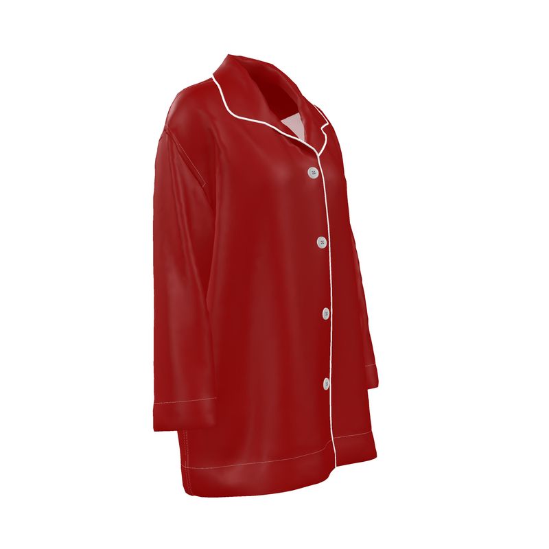 The Solitude Crimson Silk Satin Pyjama Shirt