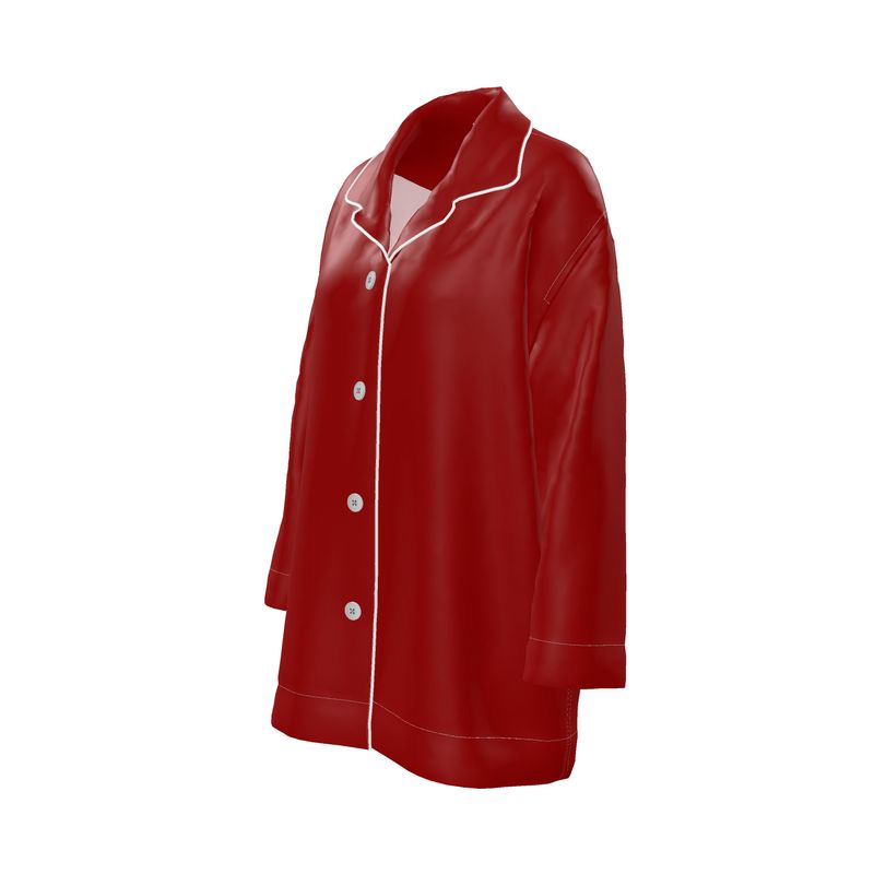 The Solitude Crimson Silk Satin Pyjama Shirt