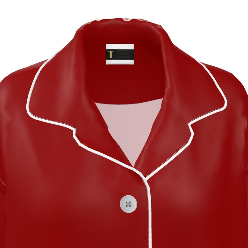The Solitude Crimson Silk Satin Pyjama Shirt