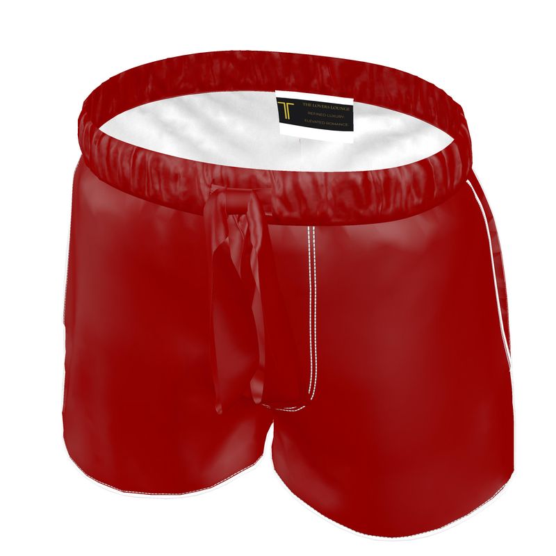 The Solitude Crimson Silk Satin Pyjama Shorts