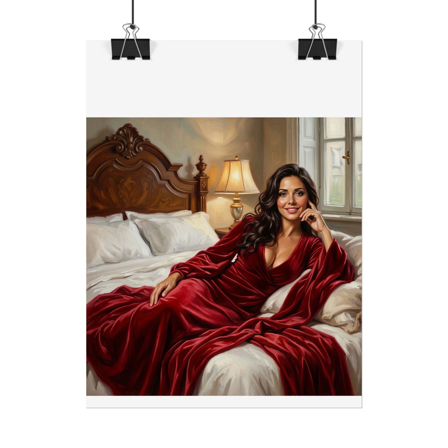 Rolled Poster — Luxurious Portrait of Mia in Red Velvet Robe