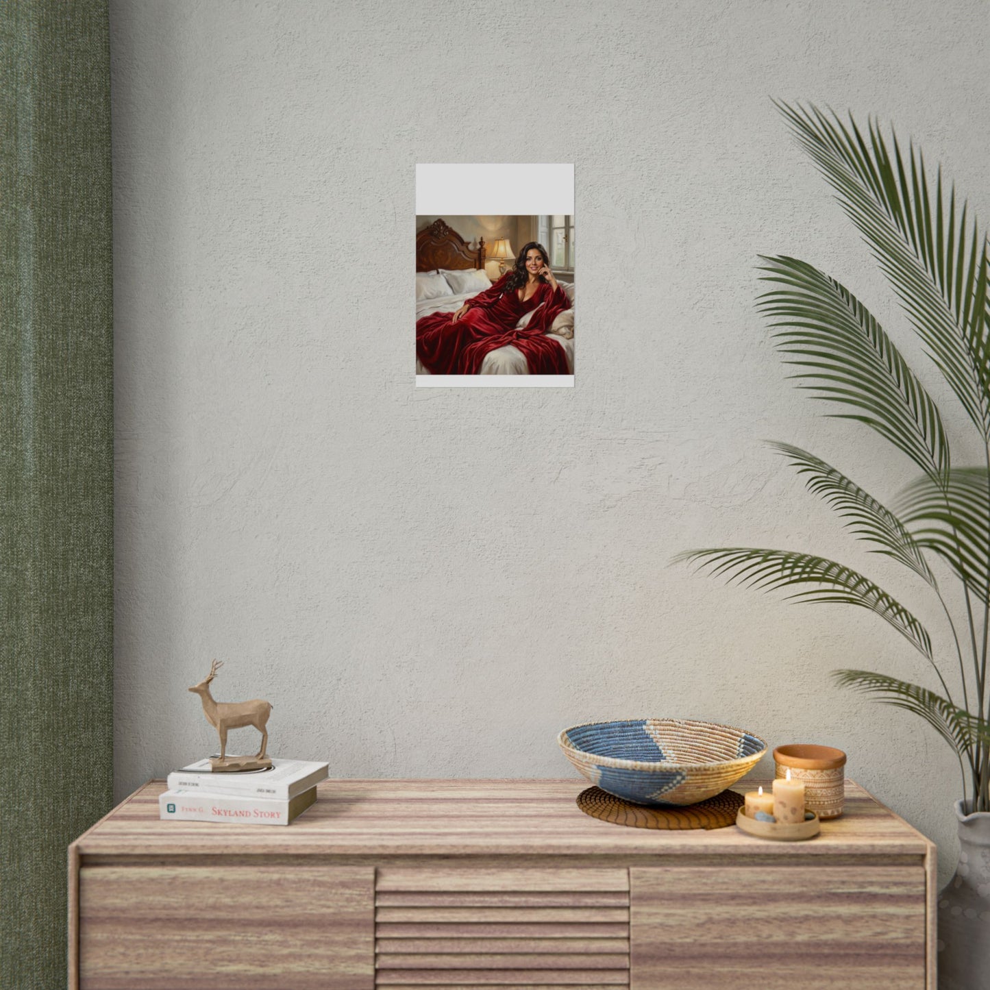 Rolled Poster — Luxurious Portrait of Mia in Red Velvet Robe