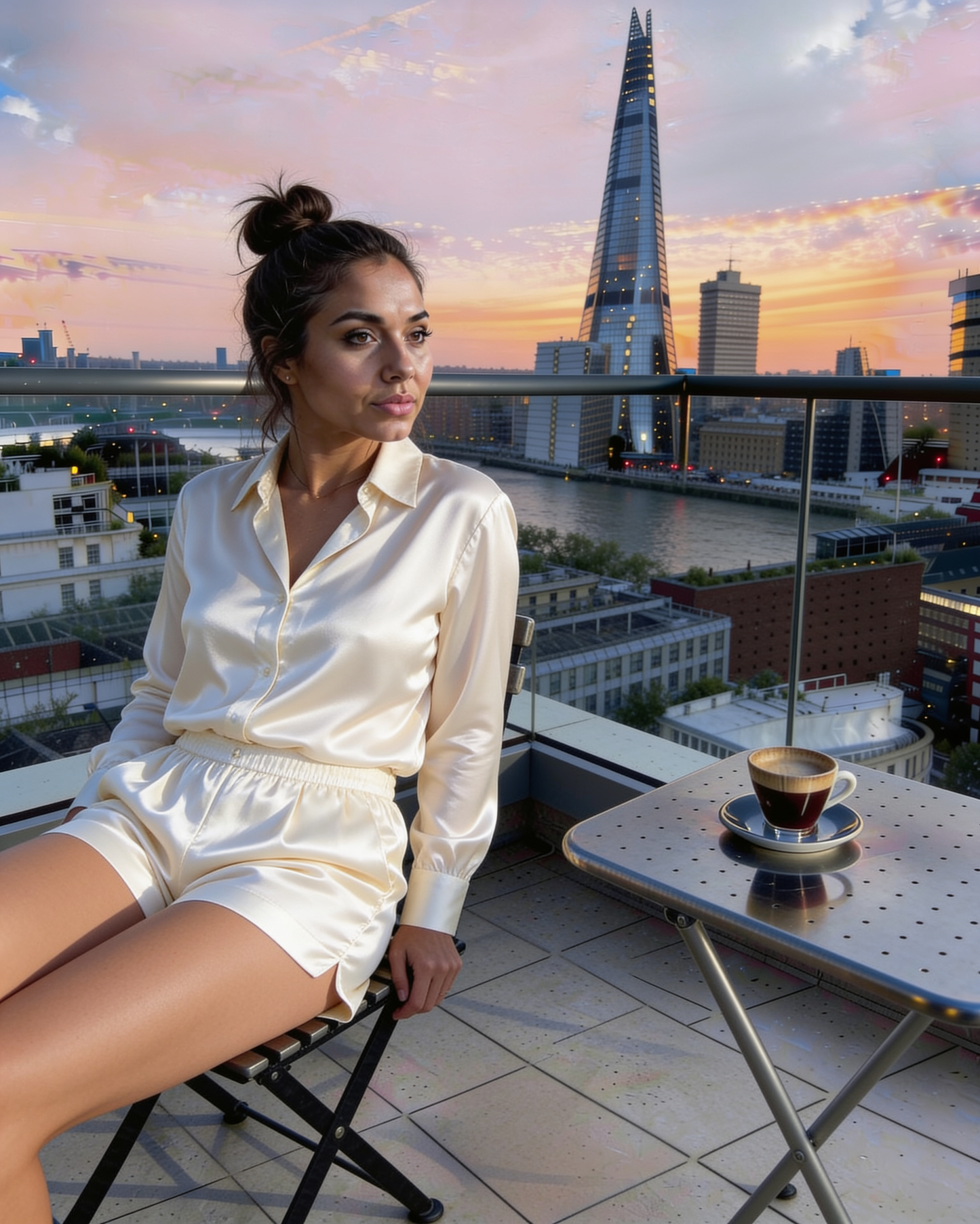 Ivory Silk Satin Pyjama Shirt