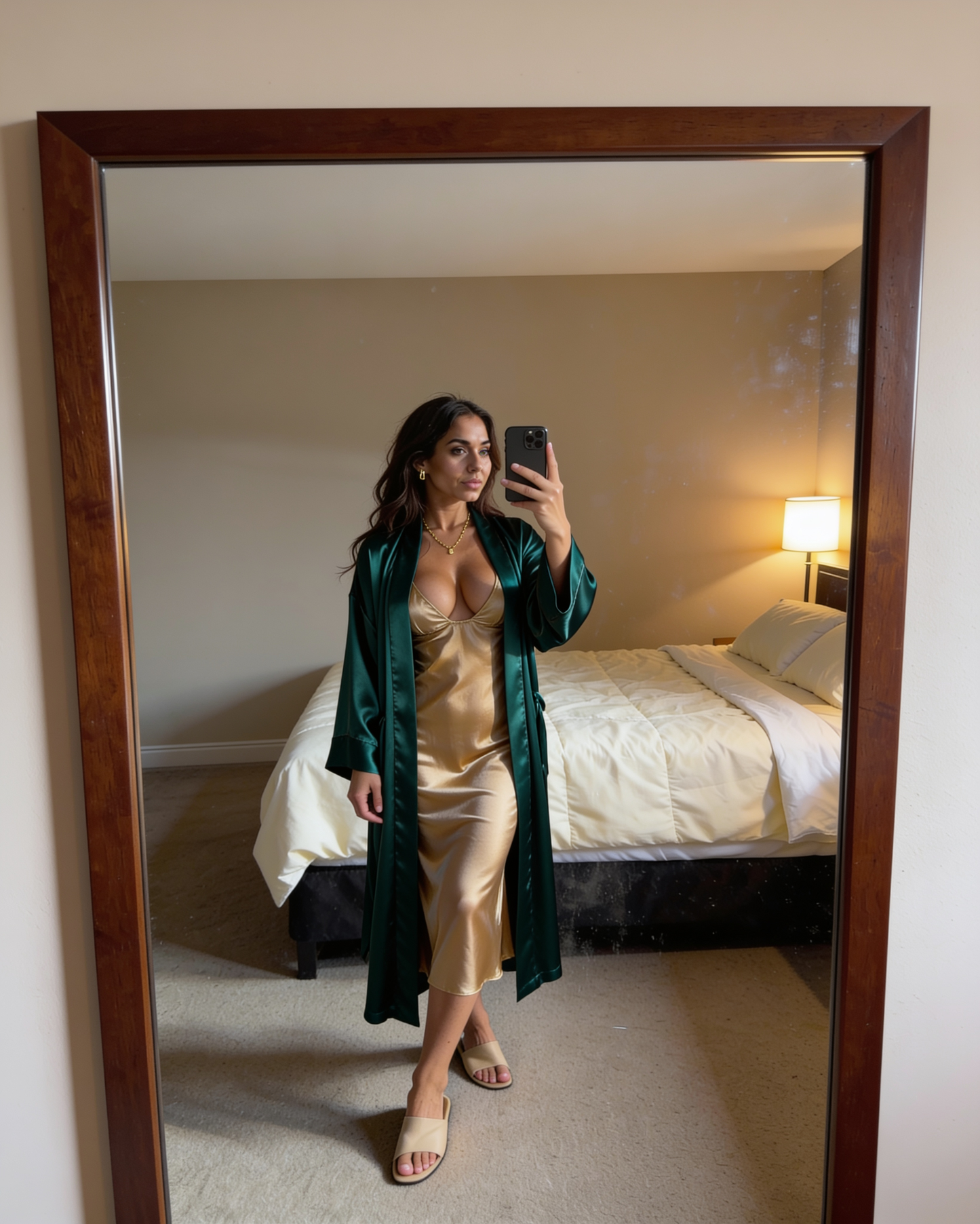 The Champagne Silk Satin Slip Dress